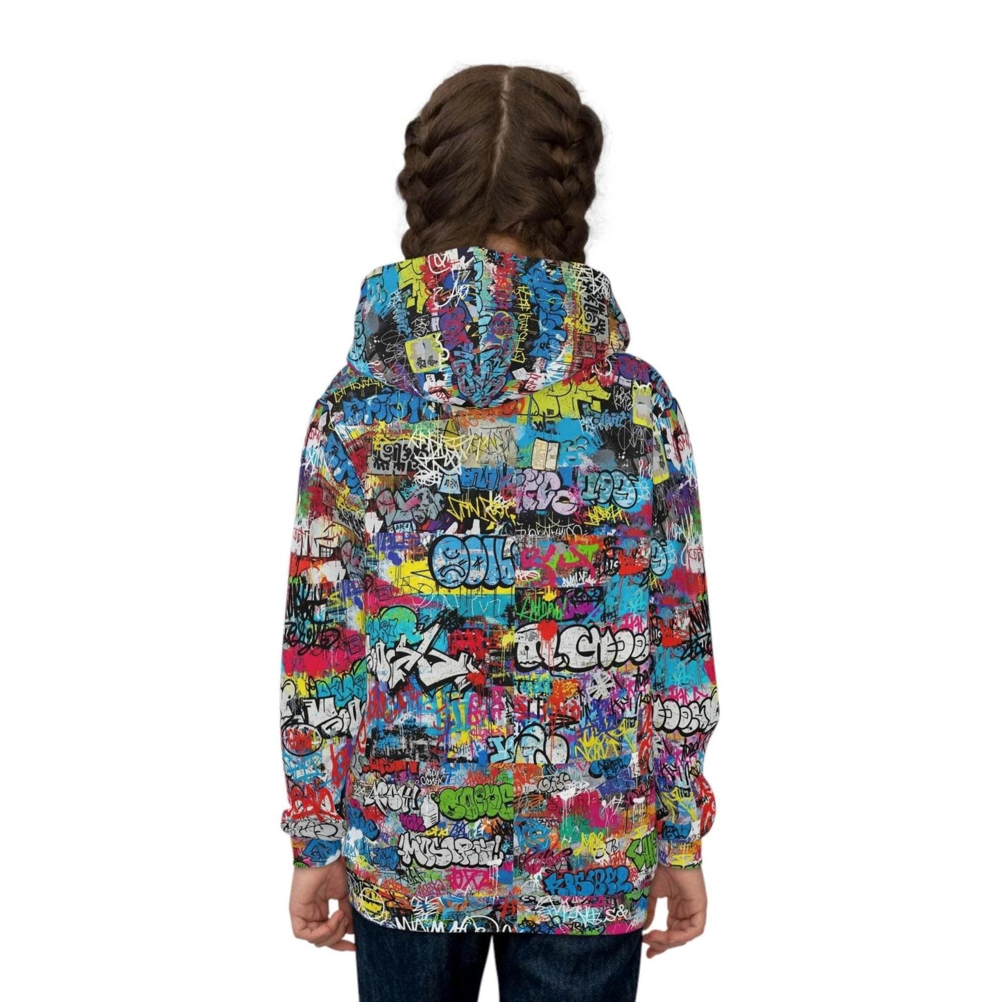 Urban Legend Kids Graffiti Hoodie | Bold AOP Street Art Pullover for Creative Children & Miniature Maximalists