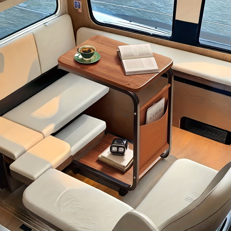 Modern Mobile Side Table with Wheels, Metal Frame TJR8M5D