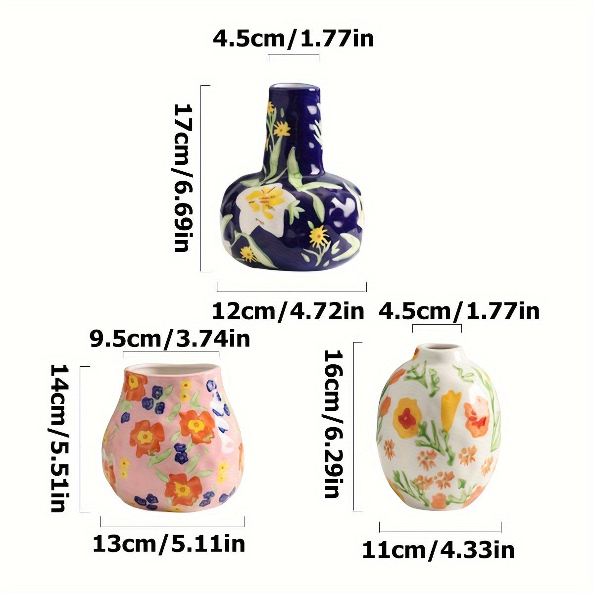 Vintage Floral Ceramic Vase - D2EC