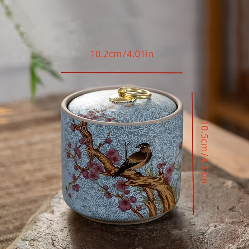 Set of 4 Enamel Glazed Ceramic Tea Storage Jars - WI2N