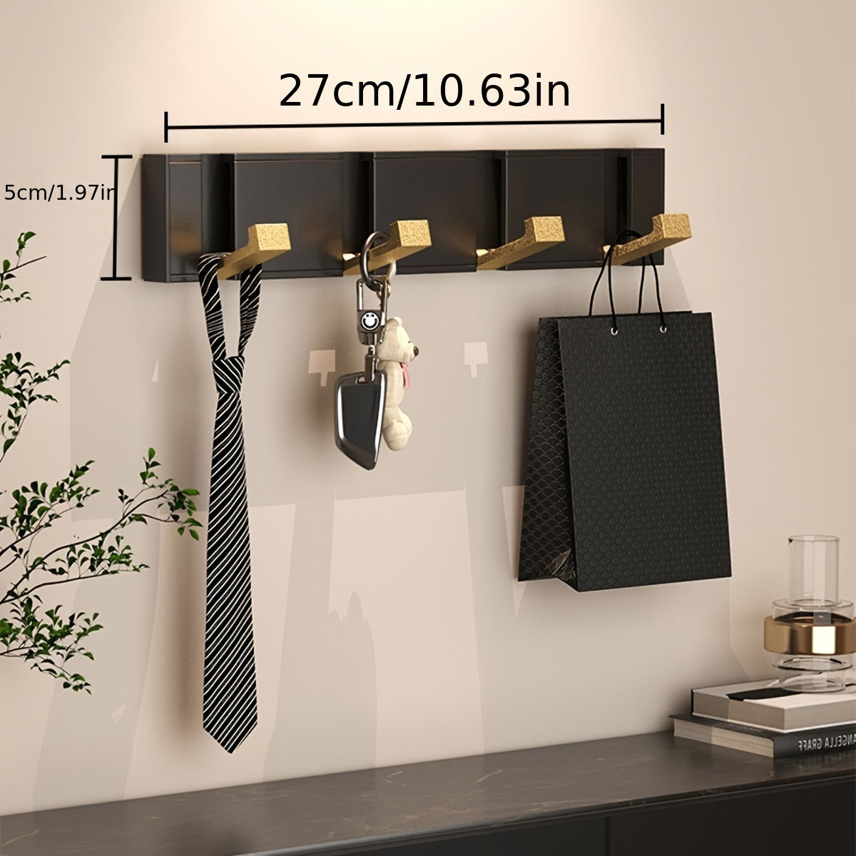 MRSINE HeavyDuty Foldable Wall Hook  Black  Gold-WCDN