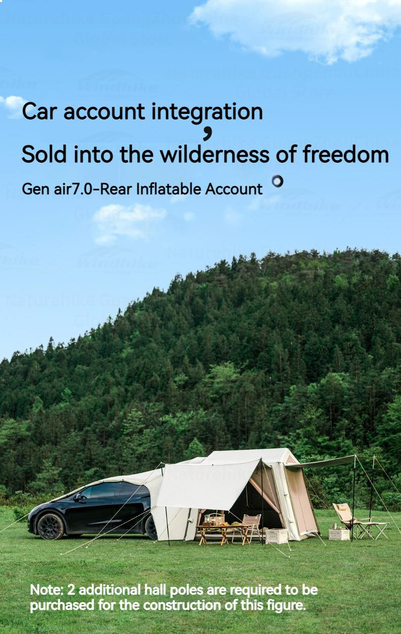Naturehike AIR 7.0 Inflatable Car Tail Tent Portable SUV MPV Side Tunnel Tent Sunshade Waterproof Beach Car Rear Tent Camping Outdoor 35㎡ With Canopy