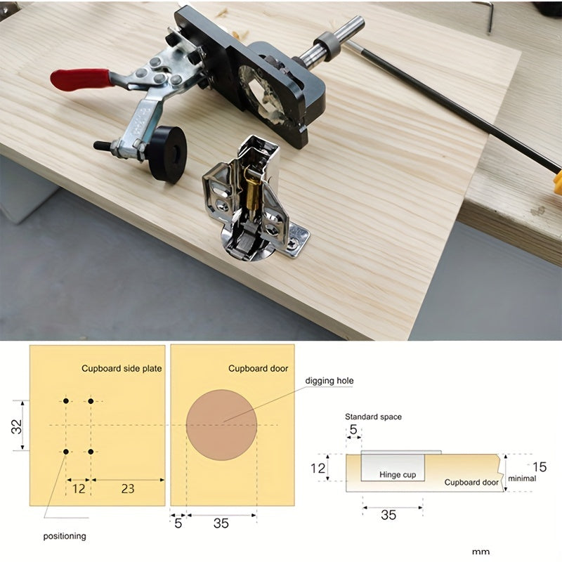 3.5cm Concealed Hinge Drilling Jig Guide for Woodwork TJR5P7N