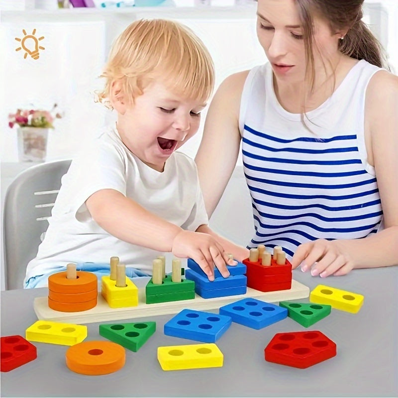 Color & Shape Recognition Wooden Puzzle Toy TJR2P9X