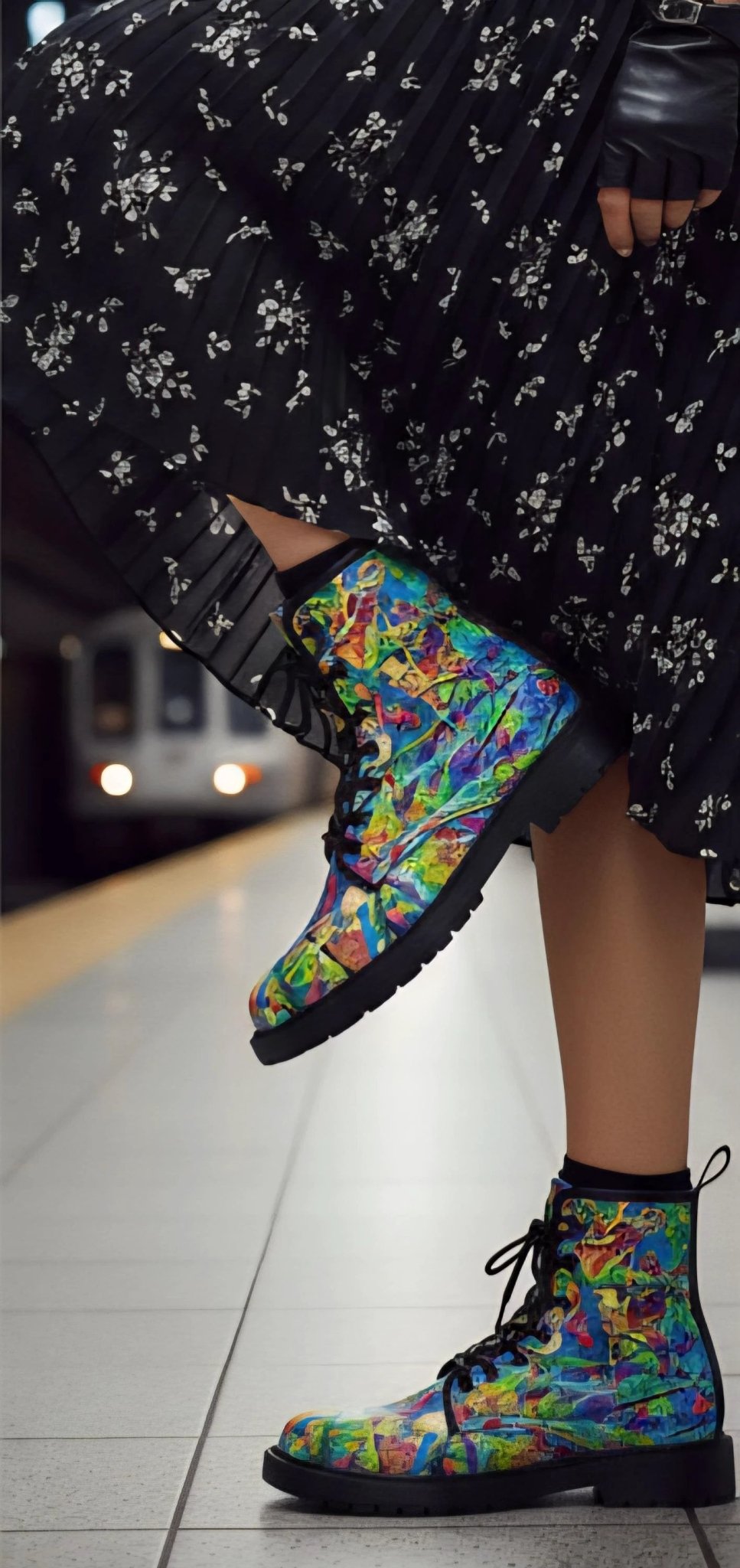 Vandals Velvet Martin Short Boots - Designer All-Over Print Combat Boots for Edgy Streetwear