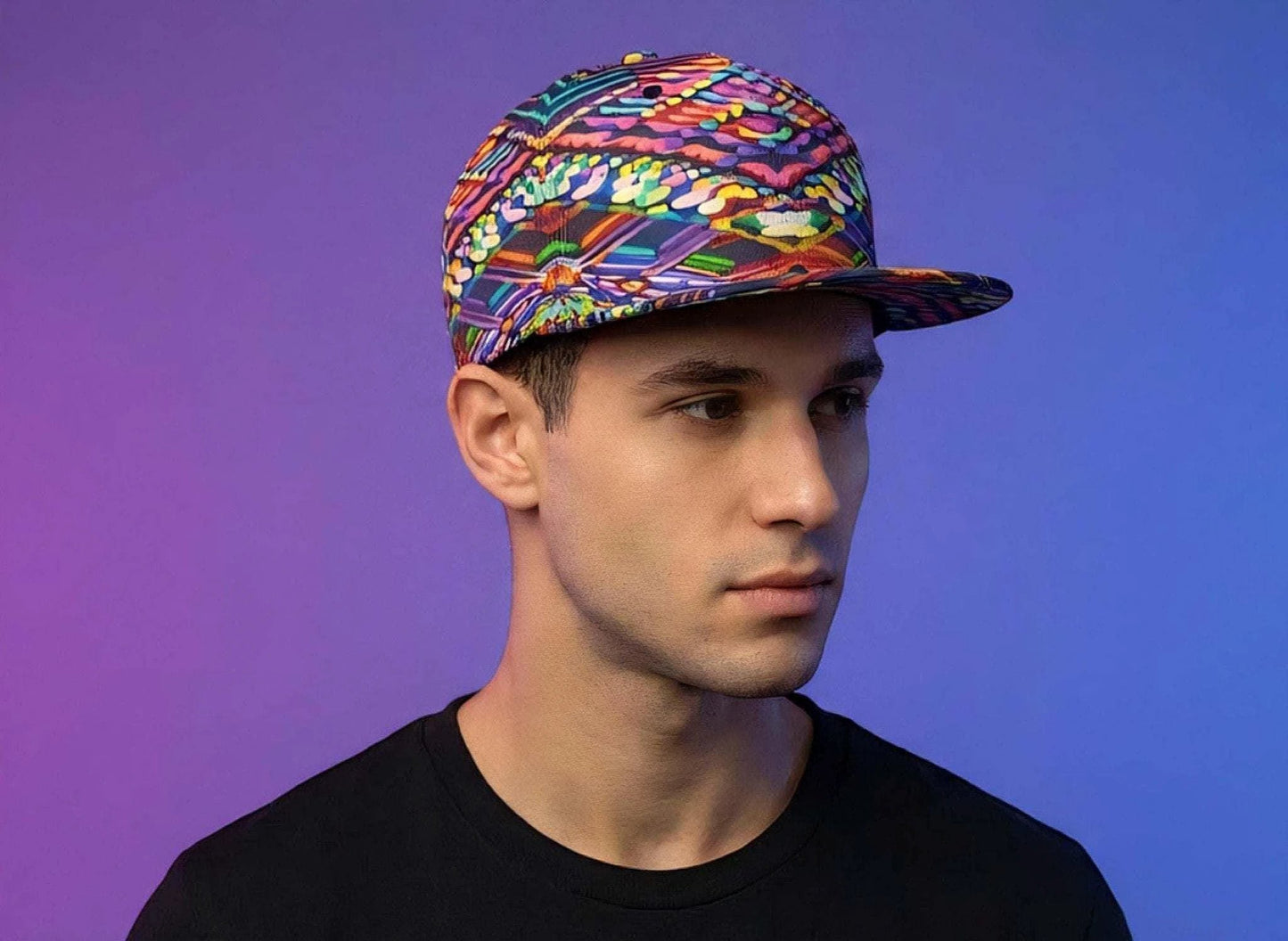 Vegas Gems "Big Dreamer" Snapback - High-Roller Neon Print Baseball Cap for Bold Entrepreneurs & Travelers