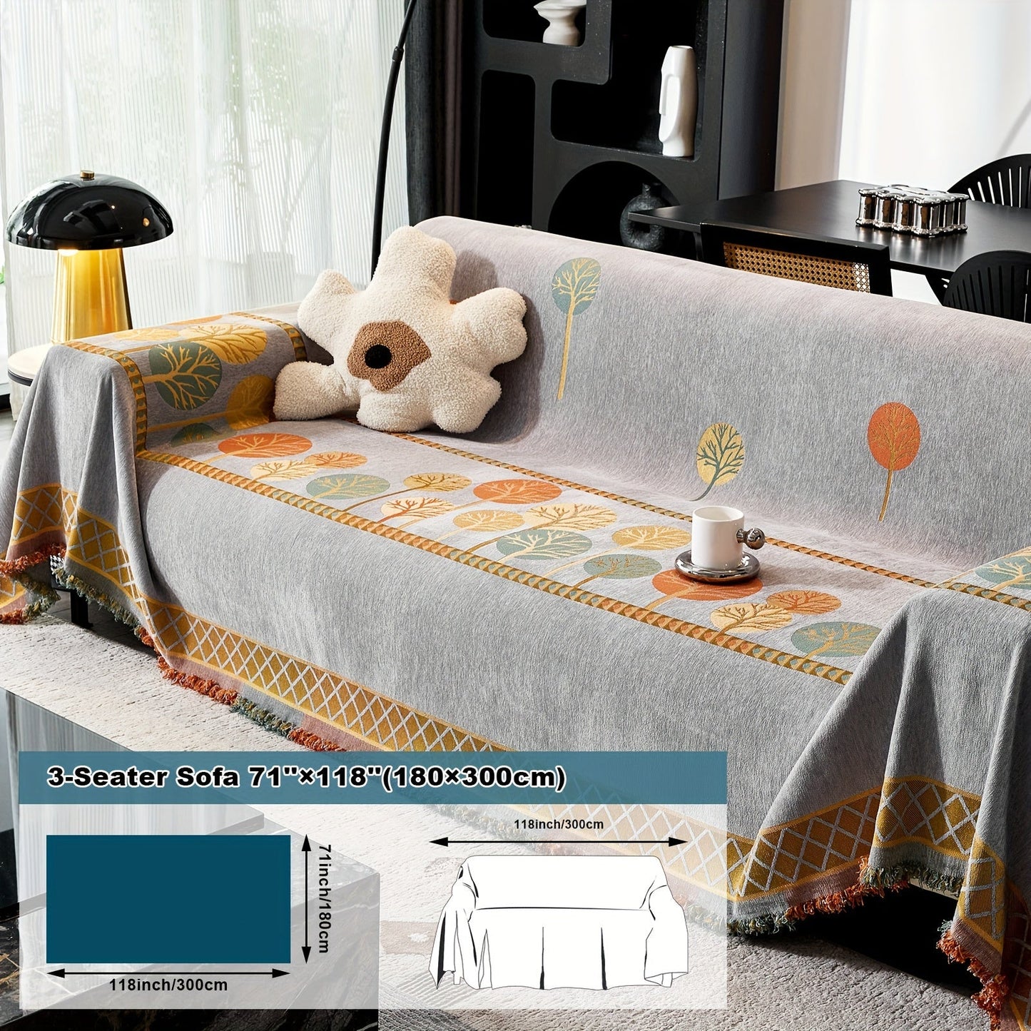 Bohemian Leaf Chenille Sofa Cover-6JTD