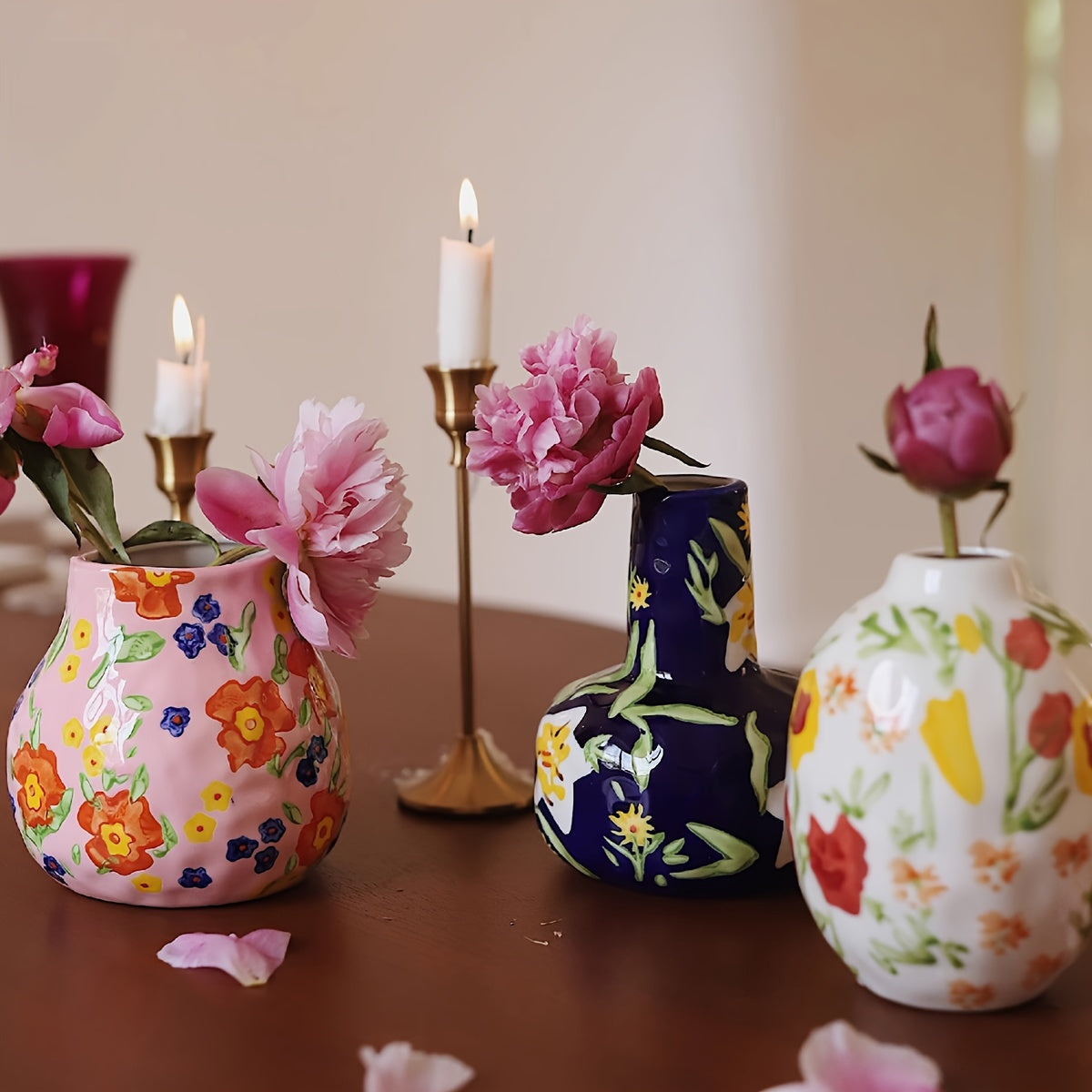 Vintage Floral Ceramic Vase - D2EC