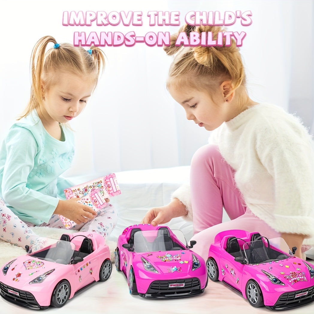 Youngsters' Doll Sports Car Model with DIY Gem Stickers TJR2D6C