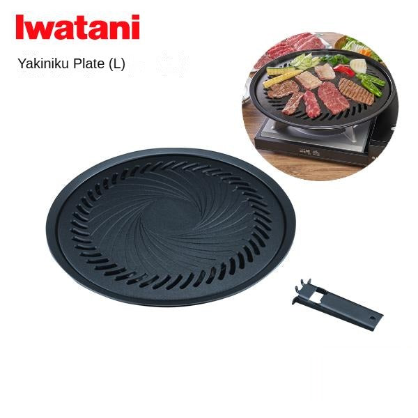 Iwatani CB-A-YPL Yakiniku BBQ Plate (Large) Portable Wide Grilling Area Non-stick Coating Barbecue Plate Die-cast Aluminum With Steel Handle Black Original Made in Japan