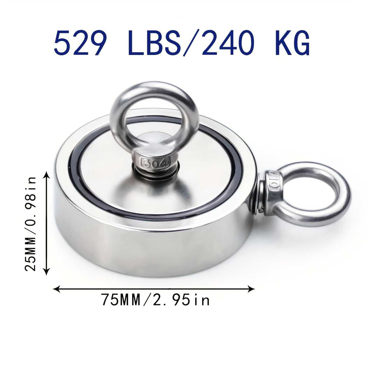 Double-Side Neodymium Fishing Magnet, 1300 lbs Pull TJR4D7B