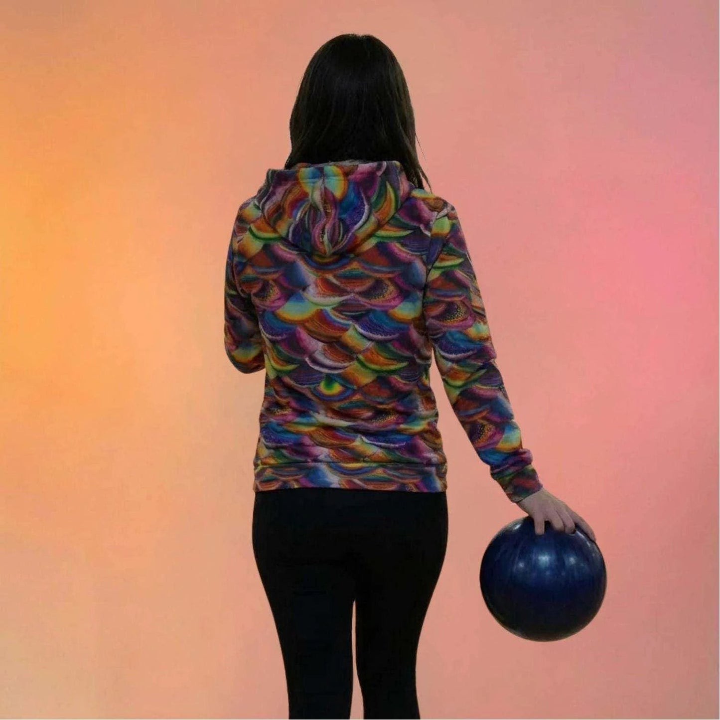 Prismatic Dragon Scale Athletic Hoodie for Fantasy and Bold Fitness Dressers — Rainbow AOP Maximalist Activewear
