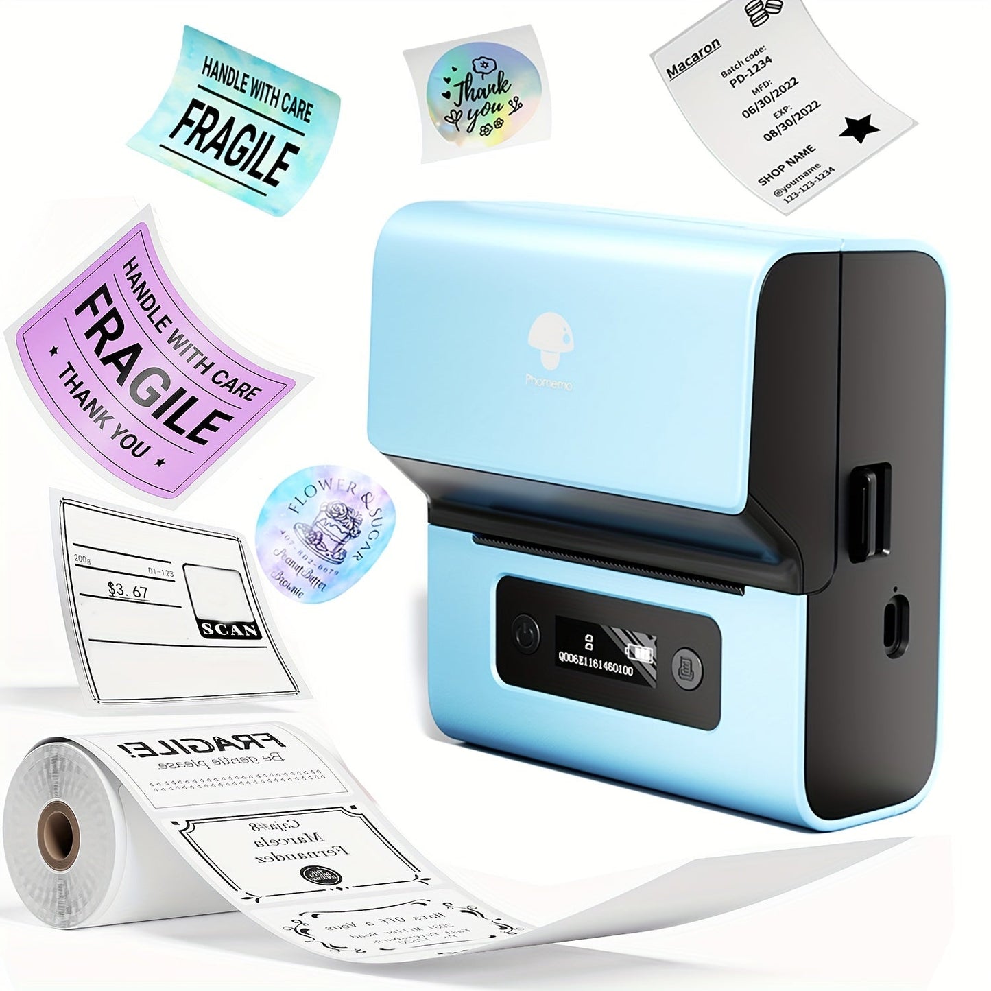 Phomemo M221 Portable Thermal Label & Barcode Printer TJR7P2X