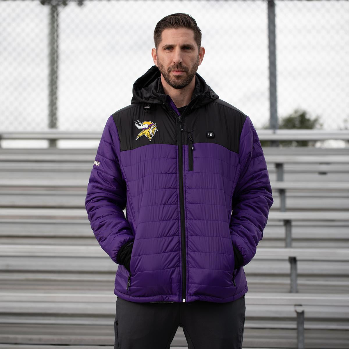ActionHeat Minnesota Vikings 5V Men's Colorblock Puffer Battery Heated Jacket