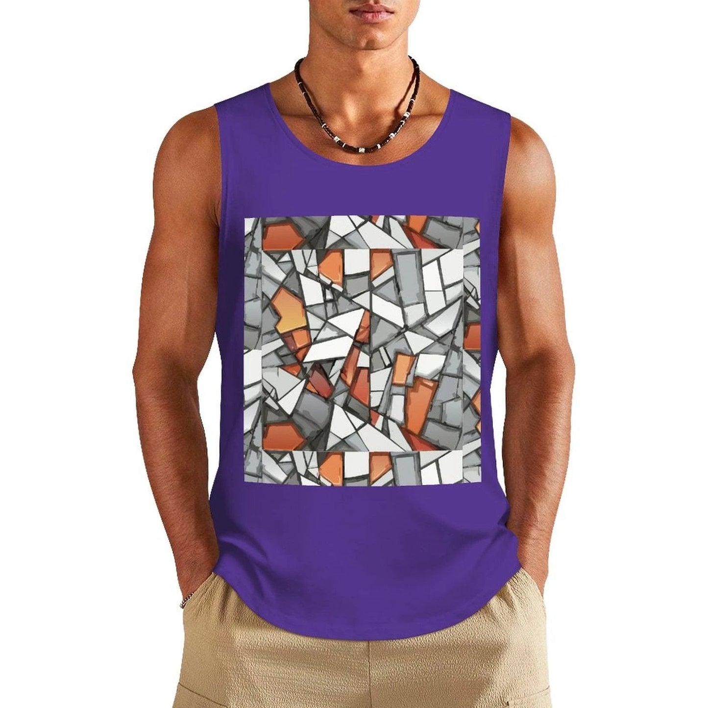 Graffiti Frame Cotton Tank Top — Teal Tank with Street Art Chest Print for Summer Sessions