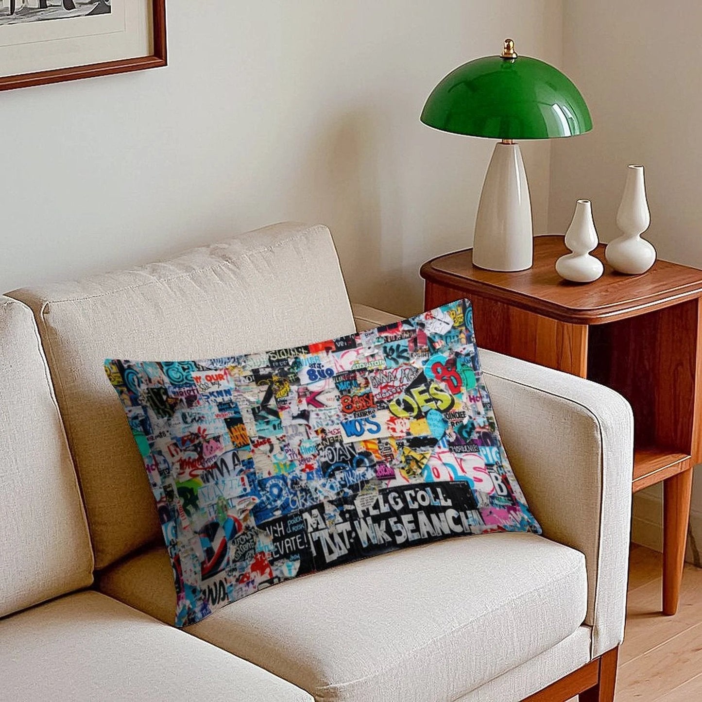 Graffiti Collage Long Pillowcase — Ultra-Soft Street Art AOP Body Pillow Cover, Dopamine Decor