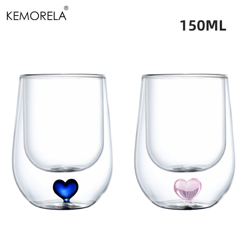 Love Heart DoubleLayer Glass Cup-4WZ1