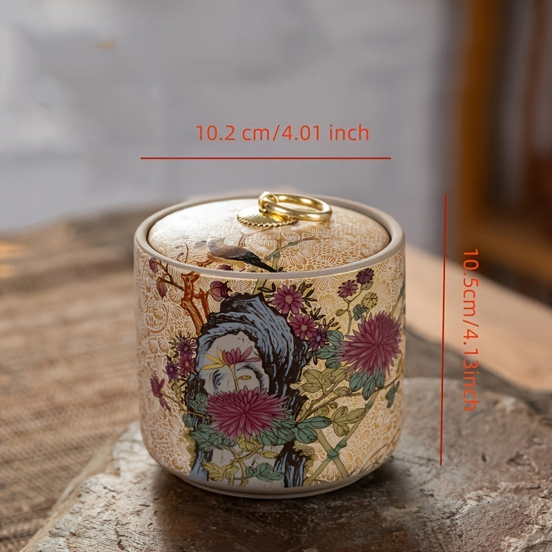 Set of 4 Enamel Glazed Ceramic Tea Storage Jars - WI2N