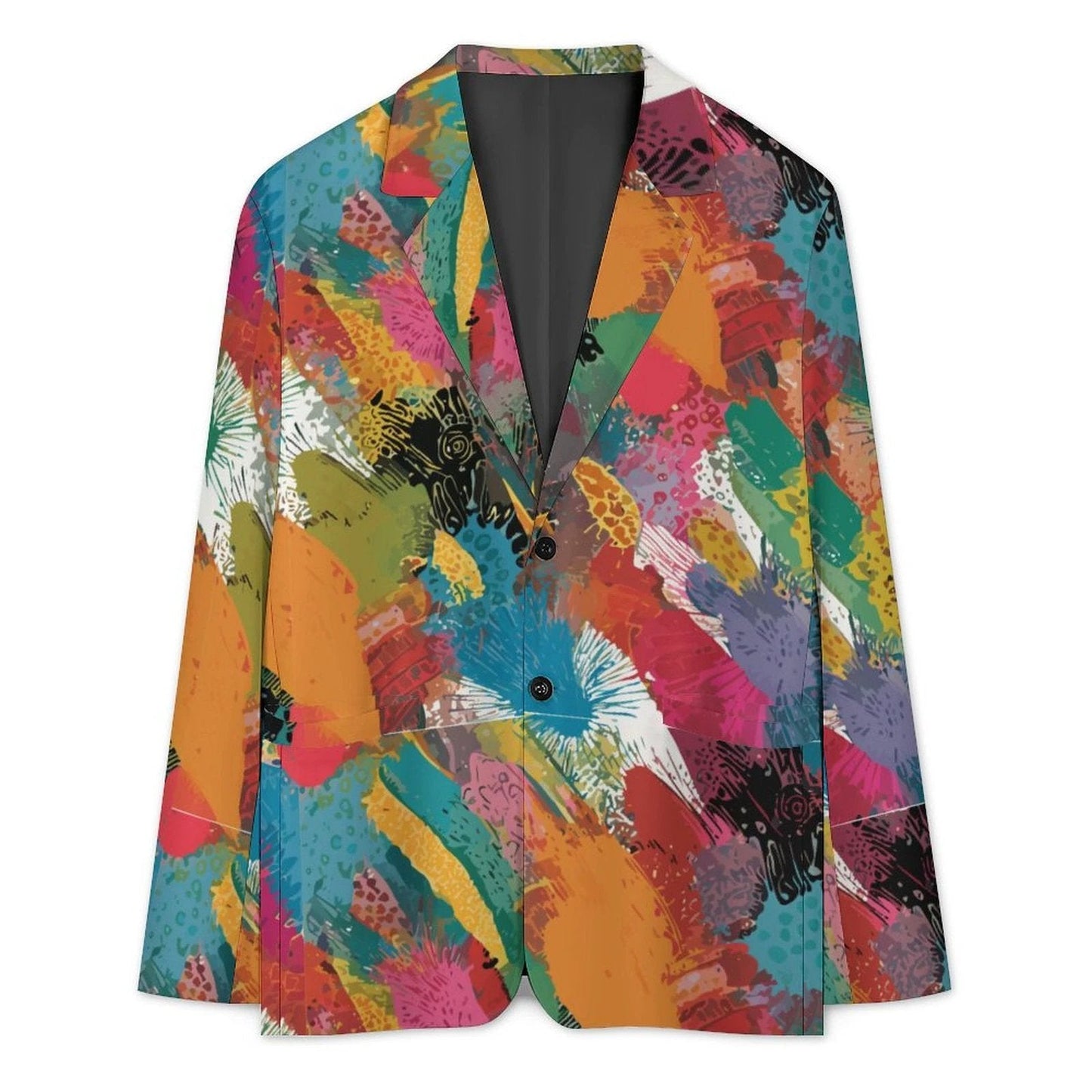 Maximalist Statement Blazer for Founders and Creatives — Abstract AOP Slim Fit Suit Jacket, Gallery Opening Formalwear, Entrepreneur Uniform