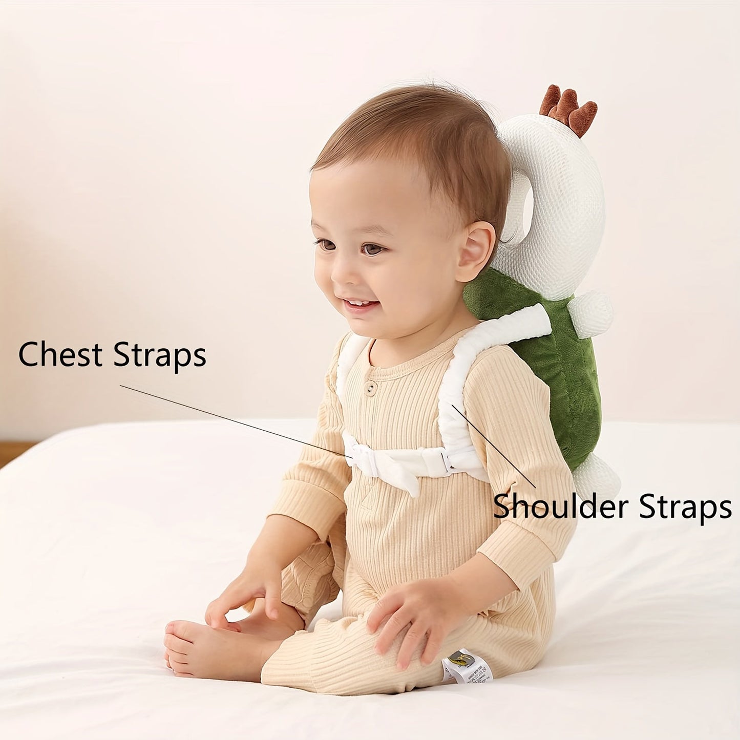 Green Turtle Anti-Collision Pillow for Toddlers, Cute Design TJR7X3H