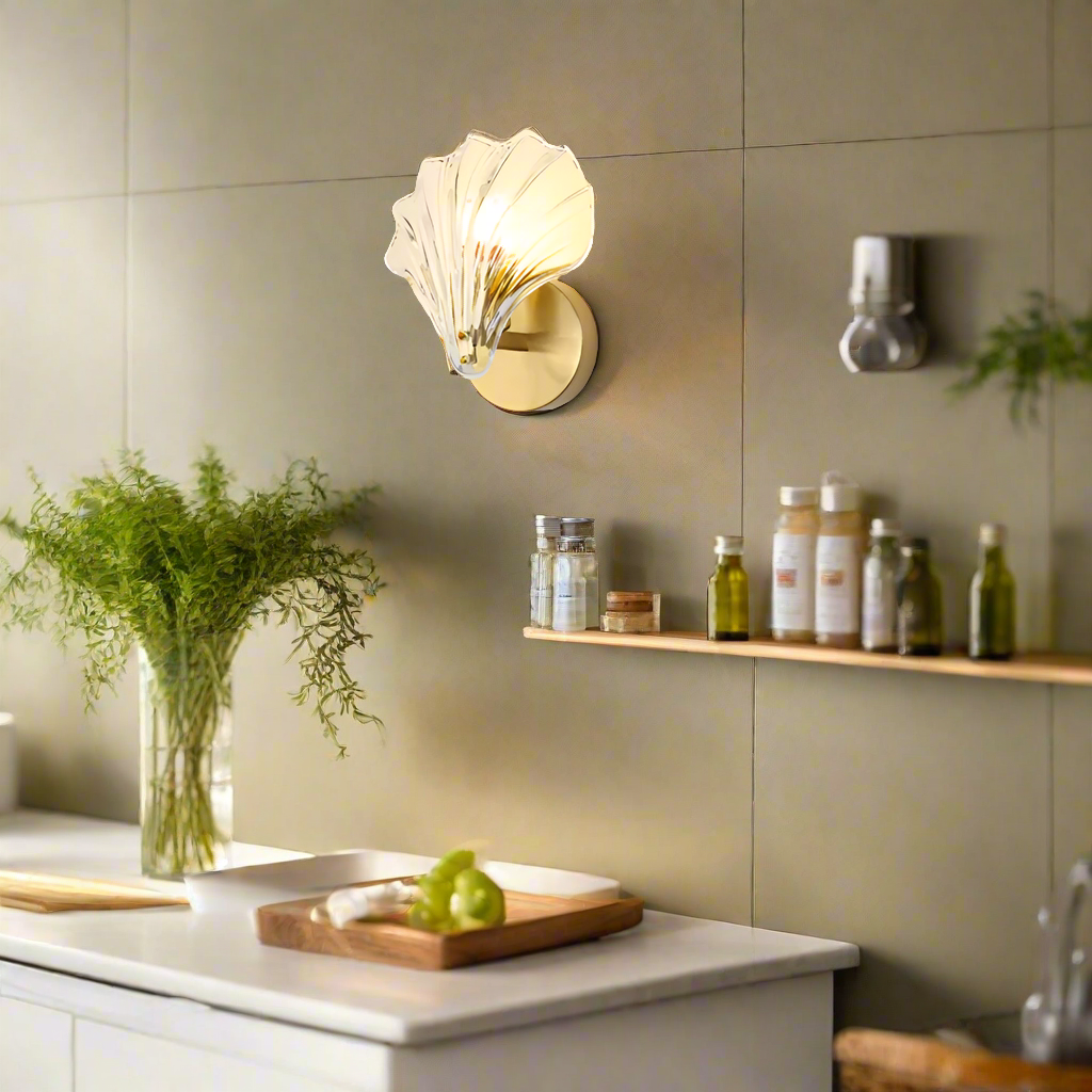 Brass And Glass Seashell Wall Light With E14 Bulb Base