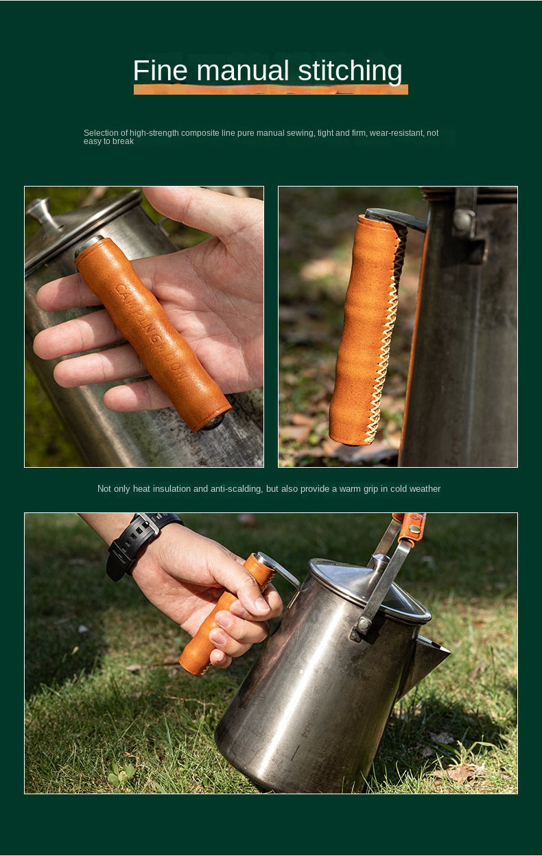 Campingmoon SW-PT / PT-67 Leather Sheath Cover Portable Lightweight Kettle Handle For Outdoor Camping Cookware Kettle Heat Resistant Anti-Scadling Handle Cover