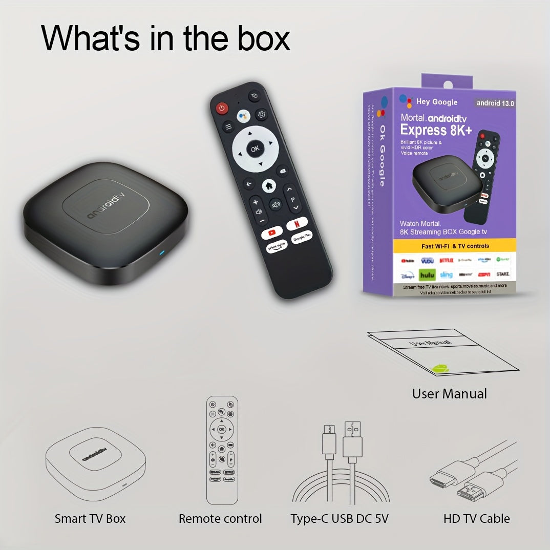 Smart TV Box, 2GB+16GB, Android 13, Voice Assistant, 8K TJR8W1C