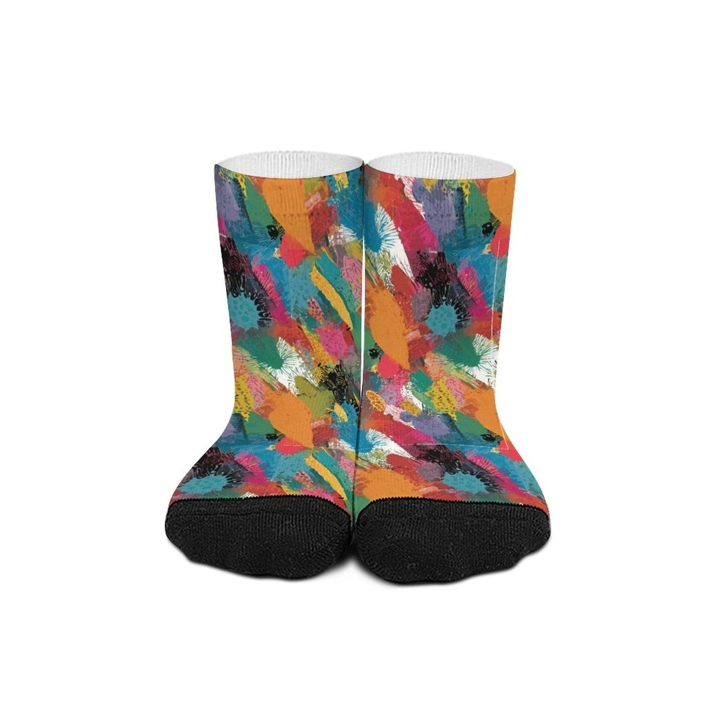 Painted Camo Striped Stockings — Multicolor Brush-Dab Knee Socks, Loud Sock Game