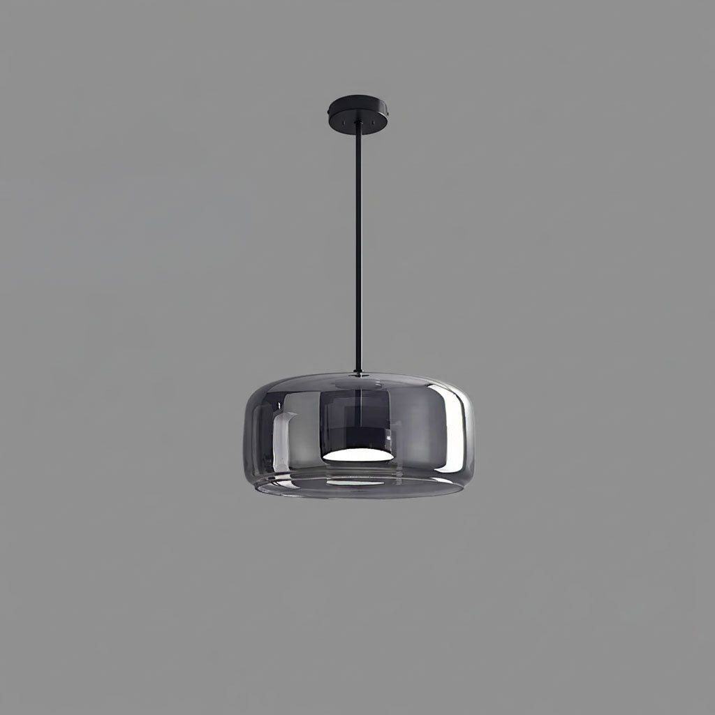 Smoked Glass Dome Pendant Lights With Black Cord
