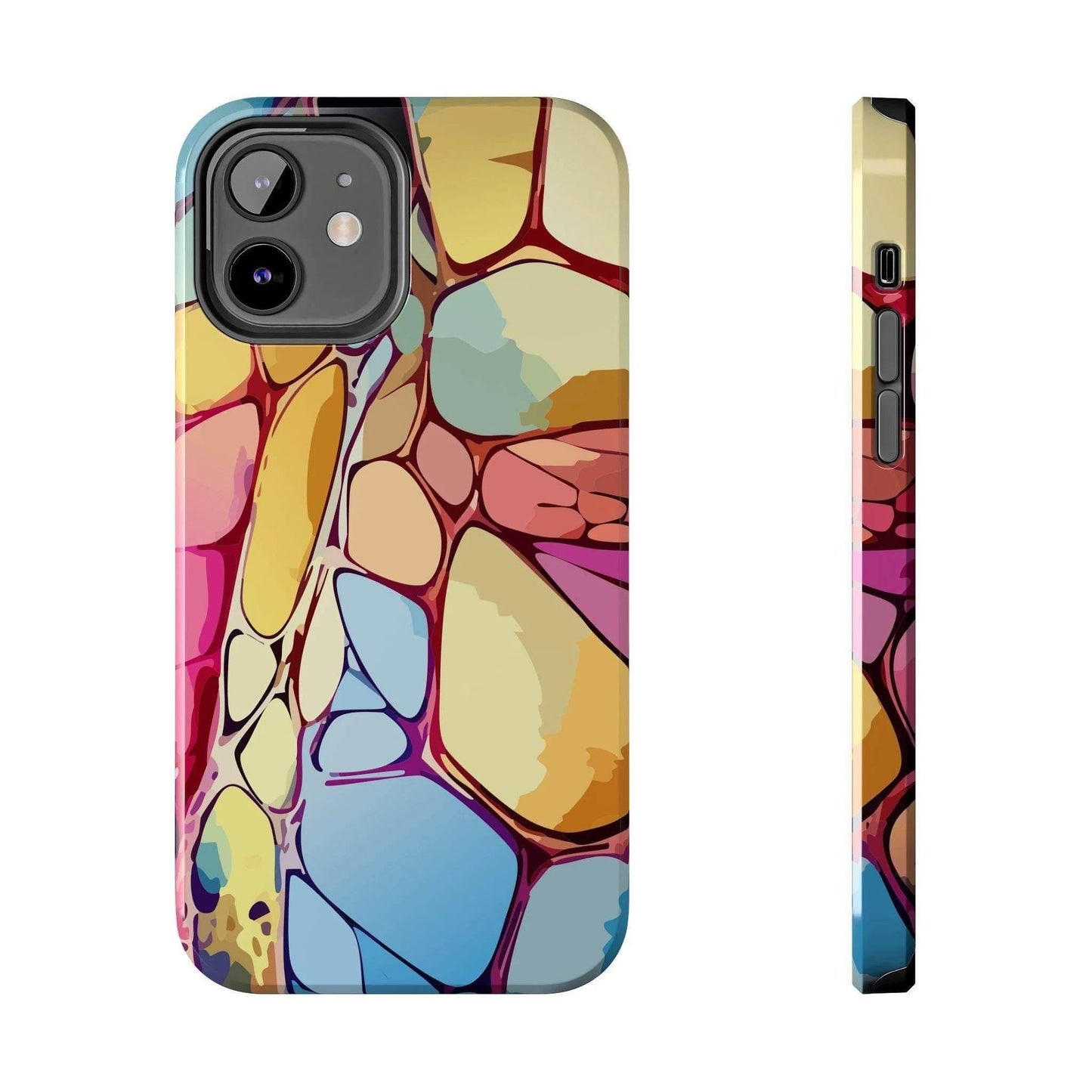 Maximalist iPhone Case for Earthy Aesthetic Lovers — Abstract Chalk Stone AOP Cover, Shockproof Lexan Phone Armor, Gorpcore Tech Accessory