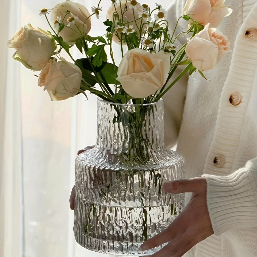 Nordic Vintage-Style Textured Glass Vase - TYNU