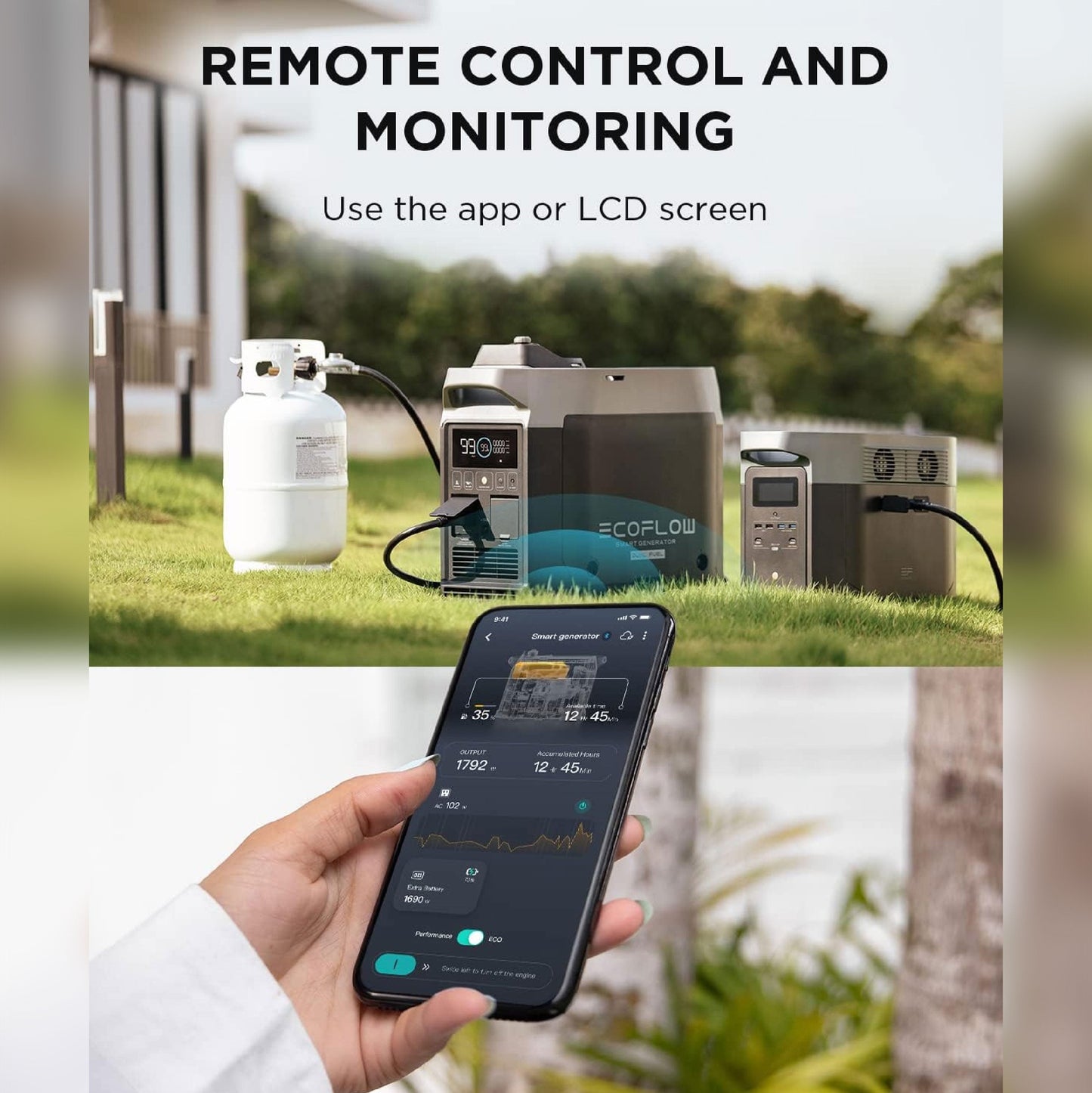 EcoFlow Dual Fuel Smart Generator Portable Lightweight Multifunctional Large Capacity 220V Either LPG Or Gasoline Emergency Generator Backup Eco Flow