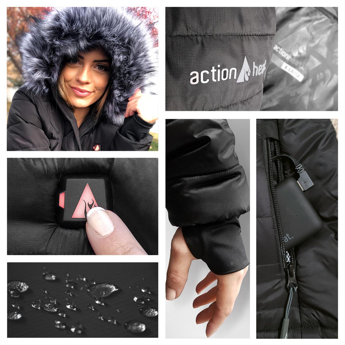 ActionHeat Kansas City Chiefs 5V Women's Long Puffer Battery Heated Jacket