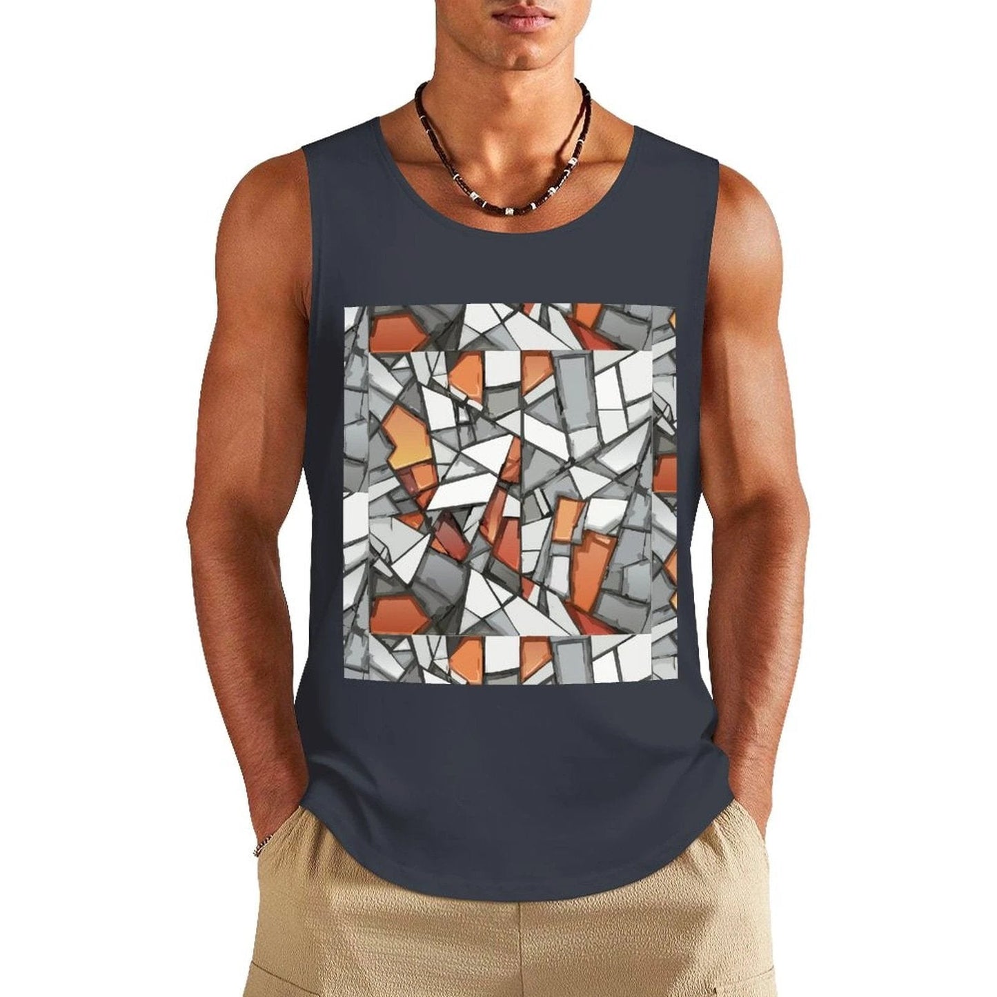 Graffiti Frame Cotton Tank Top — Teal Tank with Street Art Chest Print for Summer Sessions