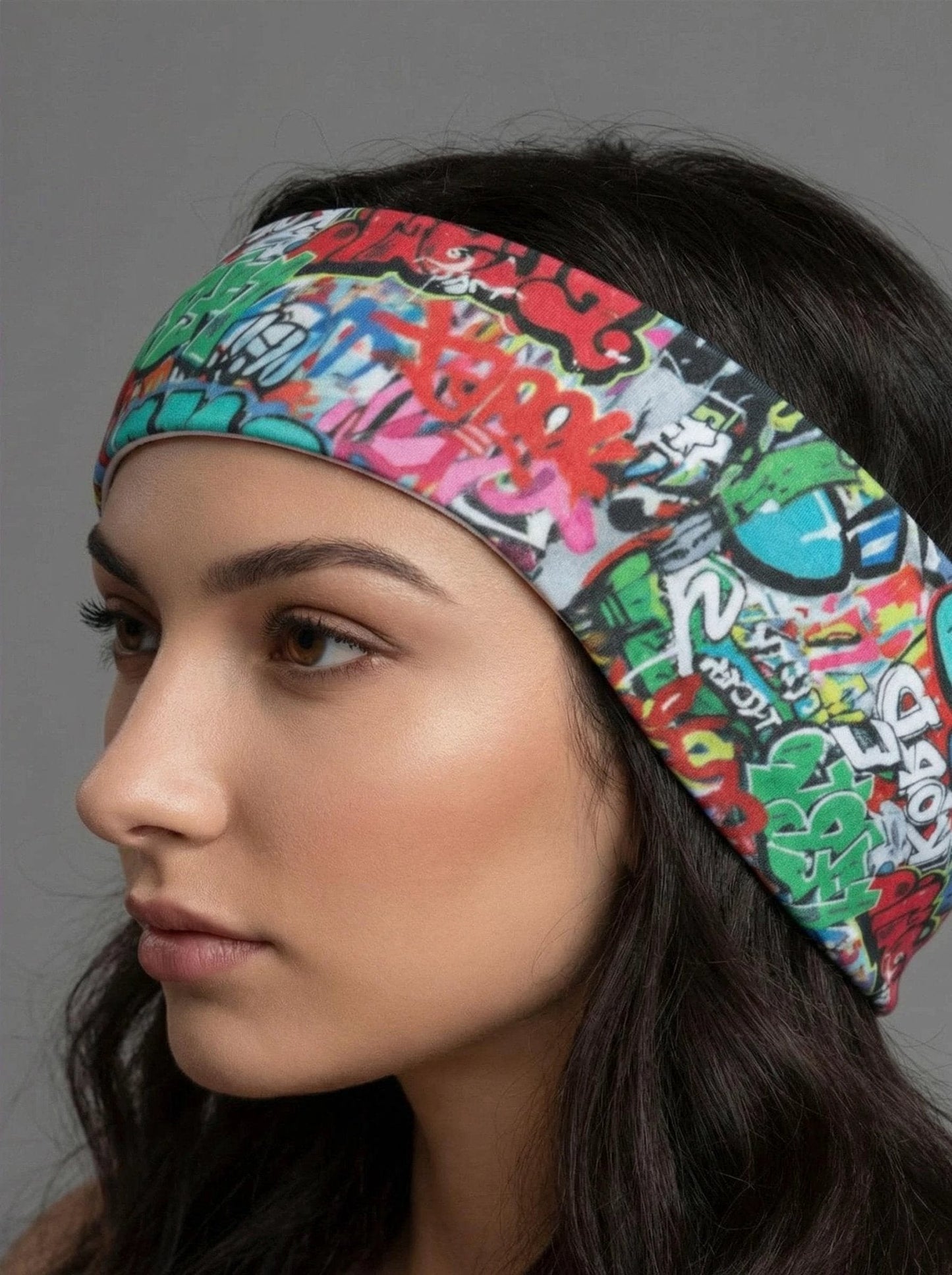Graffiti Street Art AOP Sports Headband for Urban Fitness Dressers — Sweat-Wicking Bold Print, Gym Peloton HIIT Activewear Accessory