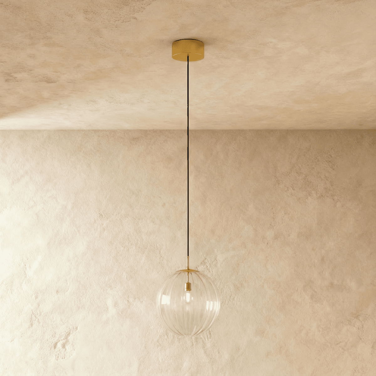 Modern Iron And Glass Pendant Light With Dome Shade