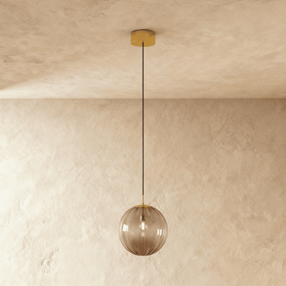 Modern Iron And Glass Pendant Light With Dome Shade