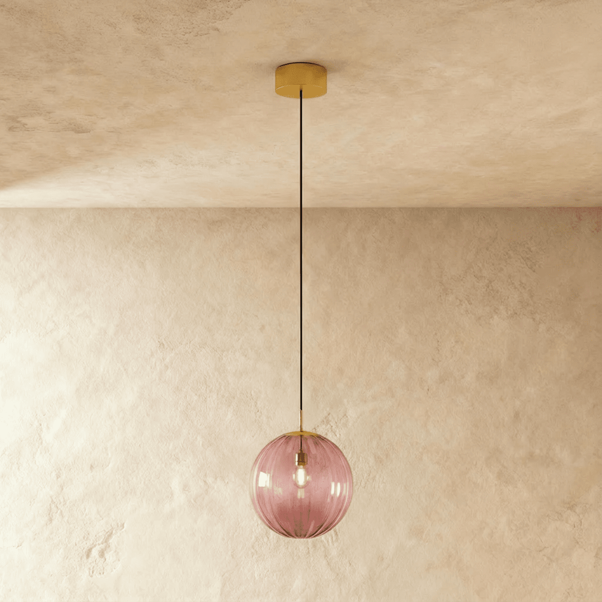 Modern Iron And Glass Pendant Light With Dome Shade