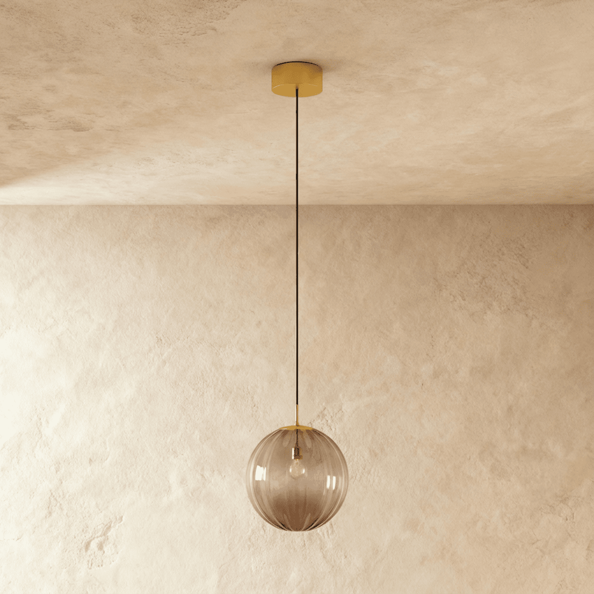 Modern Iron And Glass Pendant Light With Dome Shade