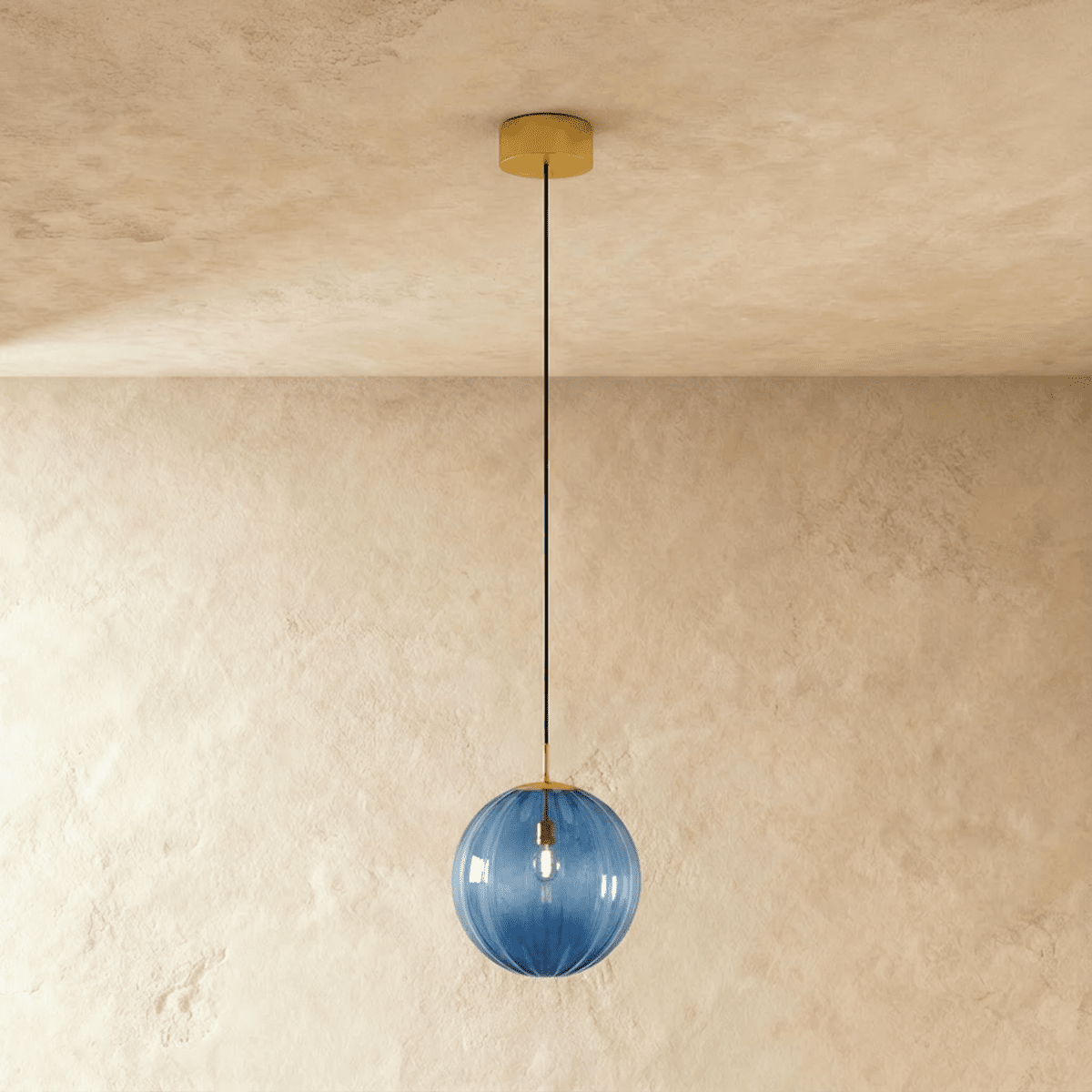 Modern Iron And Glass Pendant Light With Dome Shade