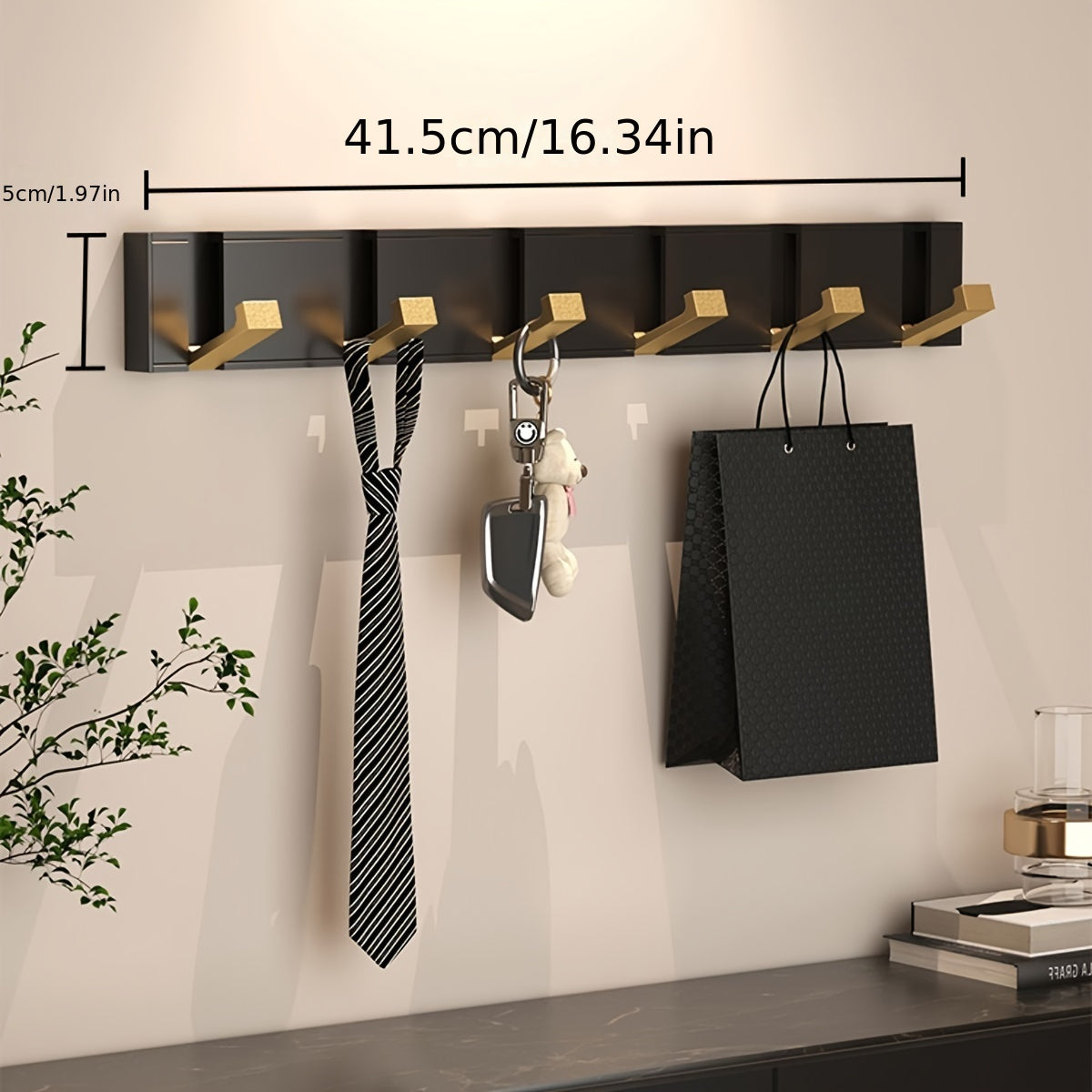 MRSINE HeavyDuty Foldable Wall Hook  Black  Gold-WCDN