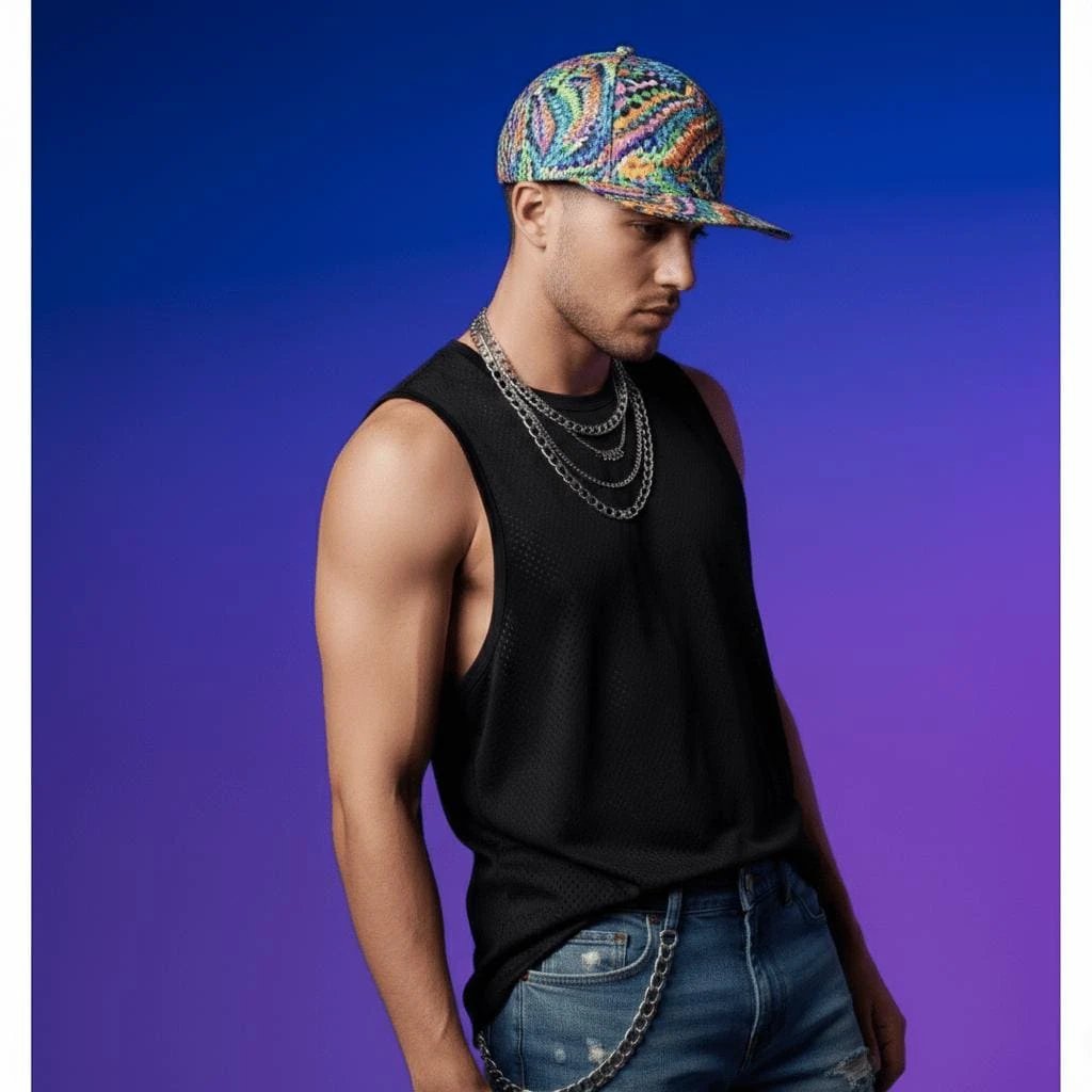Psychedelic Graffiti AOP Flat Brim Snapback for Streetwear and Urban Culture Collectors — Hip-Hop Skate Statement Cap