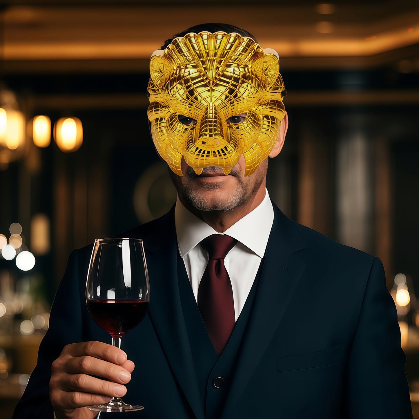 Golden PVC Mask, Fashionable & Breathable for Events TJR7D4X