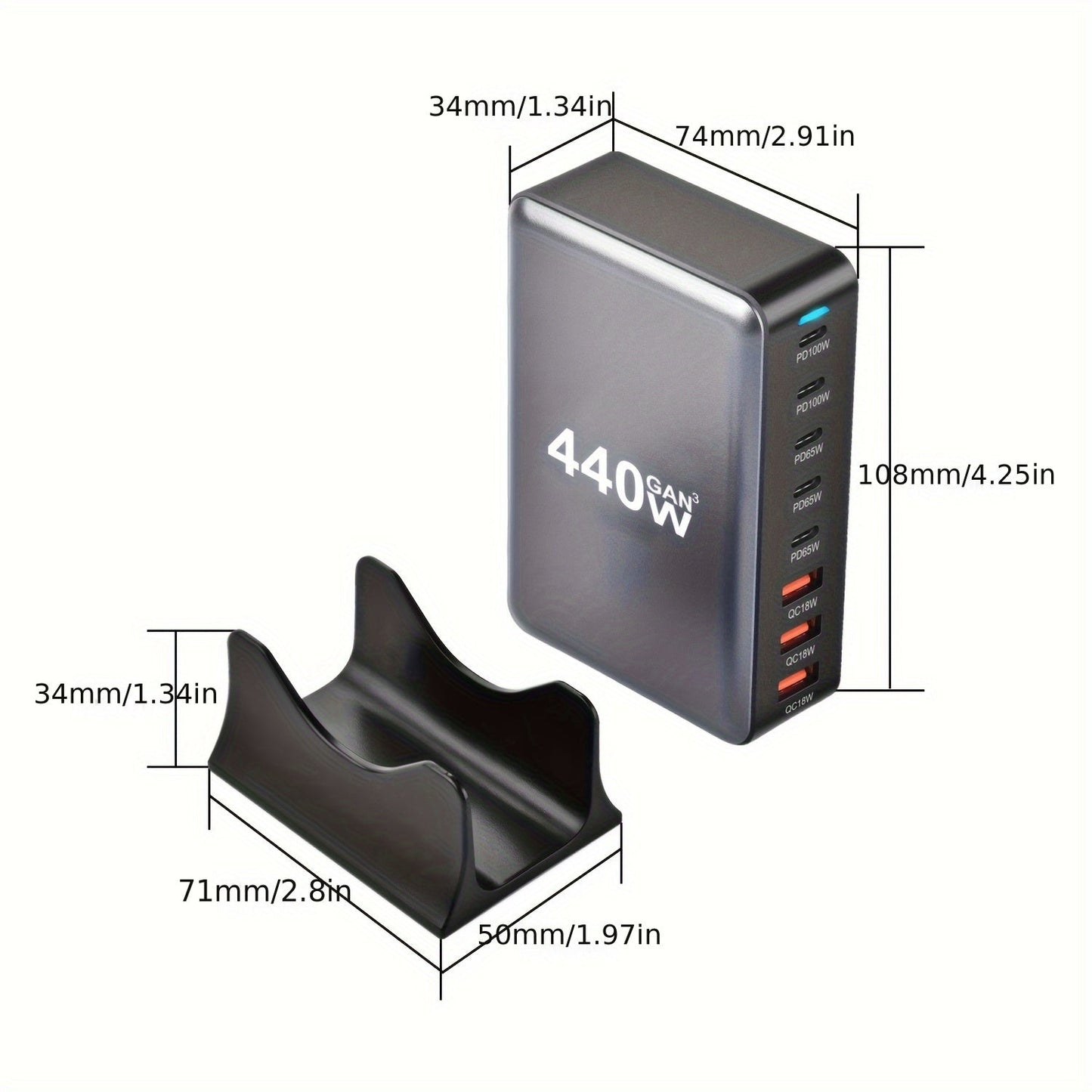440W USB-C Power Adapter, 8-Port Charging Hub for Laptops TJR1V5Q