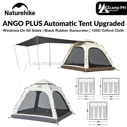 Naturehike ANGO PLUS Automatic Tent Upgraded Portable Lightweight 3-4 Persons Quick Opening Tent Camping Park Canopy Tent Integrated Tent Waterproof