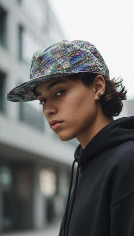 Main Character Flat Brim for Streetwear Collectors — Fractal Art AOP Snapback, Psychedelic Festival Cap, Alt Fashion Headwear, Moss Teal Ochre Print