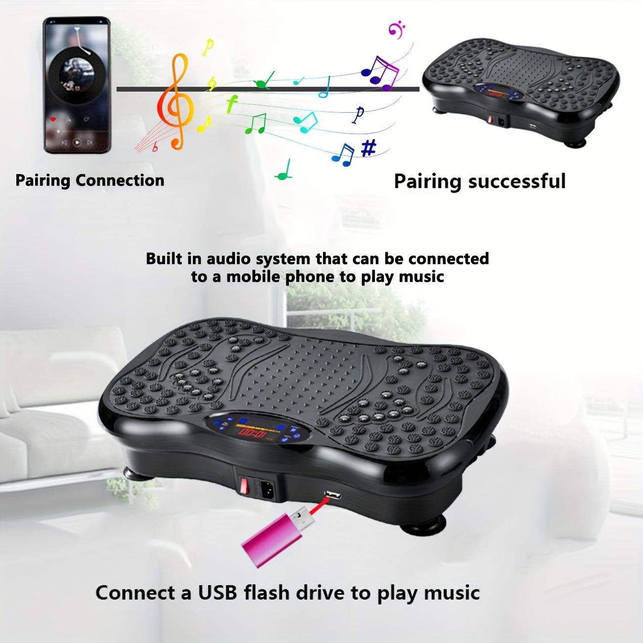 SORUDEL Full Body Vibration Board with Resistance Bands TJR3M9S