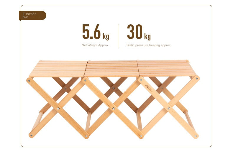 Mobi Garden Multi-Function Folding Table Portable Lightweight Solid Wood Storage Table Multi-layer Shelf Rack Foldable Wooden Table 4 Layer Shelves Outdoor Camping