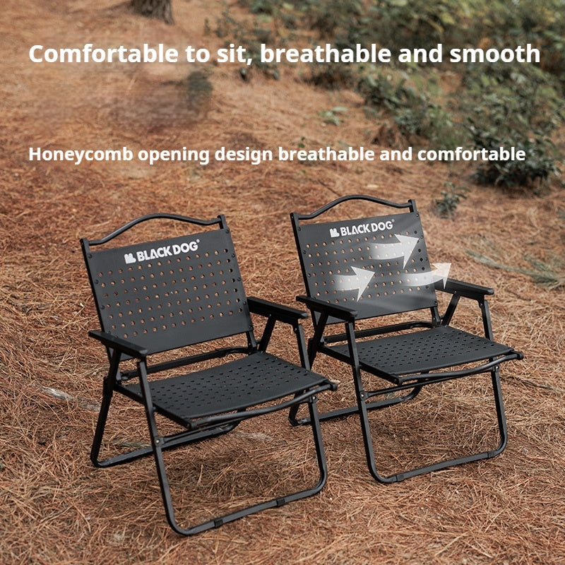 BLACKDOG HIVE Kermit Metal Chair Portable Lightweight Outdoor Folding Fishing Chair Breathable Moon Armchair Honeycomb Design Load Bearing Up To 112kg