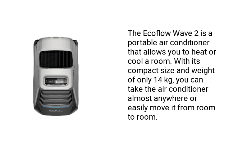 EcoFlow WAVE 2 Portable Air Conditioner 2-in-1 Fast Cooling & Heating Battery & Solar Compatible Quiet Operation Eco-Friendly Multiple Charging Option